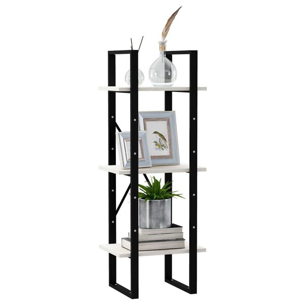 vidaXL Bücherregal 3 Böden Weiß 40x30x105 cm Massivholz Kiefer