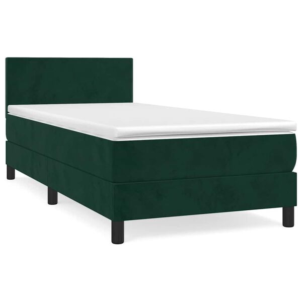 vidaXL Boxspringbett mit Matratze Dunkelgr&uuml;n 90x190 cm Samt