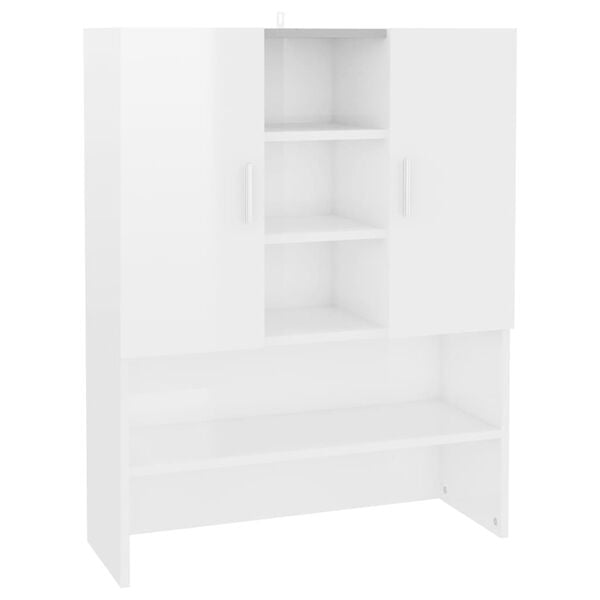 vidaXL Waschmaschinenschrank Hochglanz-Weiß 70,5x25,5x90 cm