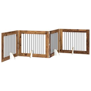 vidaXL Klappbares Hundetor mit St&auml;ndern 4 pcs Altholz 401 cm