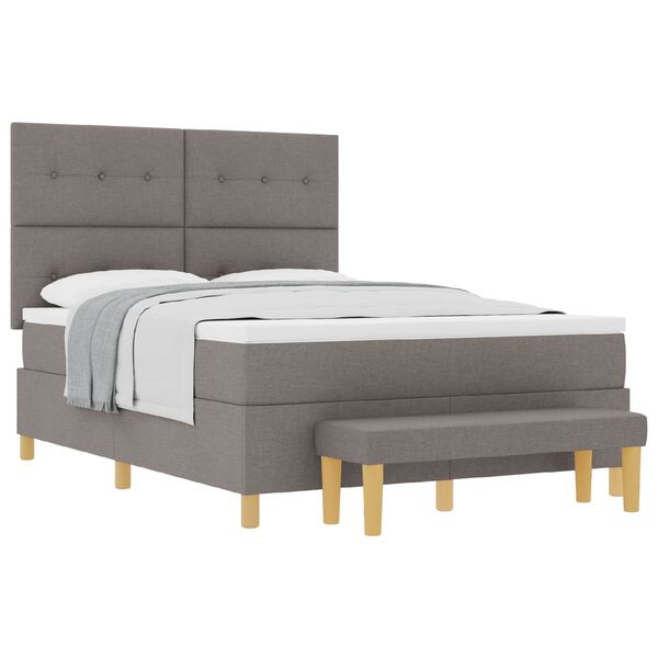 vidaXL Boxspringbett mit Matratze Taupe 140 x 190 cm Stoff