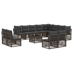 vidaXL Gartensofa-set 13 stk. Grau Poly-Rattan