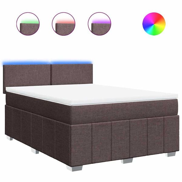 vidaXL Boxspringbett mit Matratze Dunkelbraun 140x190 cm Stoff