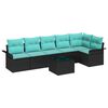 vidaXL Gartensofa-set mit Kissen 7 pcs Schwarz Poly-Rattan