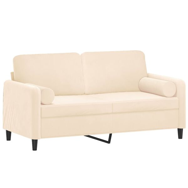 vidaXL 2-Sitzer-Sofa mit Kissen Creme 140 cm Samt
