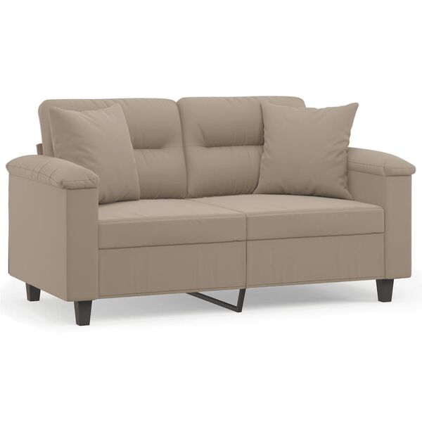 vidaXL 2-Sitzer-Sofa mit Kissen Taupe 120 cm Mikrofasergewebe