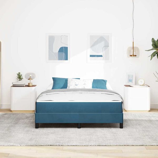 vidaXL Boxspringbett mit Matratze Dunkelblau 140 x 210 cm Stoff