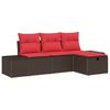 vidaXL Gartensofa-set mit Kissen mit Speicher 4 pcs Poly-Rattan