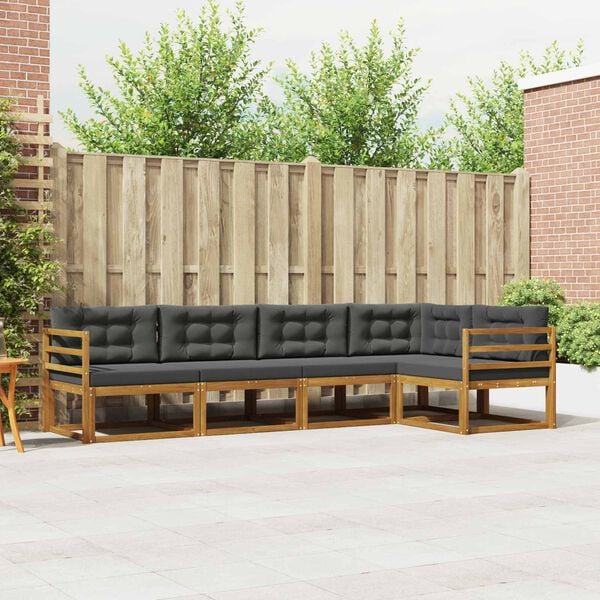 vidaXL Outdoor-Sofagarnitur mit Kissen 5 pcs Natur und Anthrazit