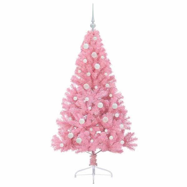 vidaXL K&uuml;nstlicher vorbeleuchteter Weihnachtsbaum Rosa 150 cm PVC