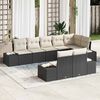 vidaXL Gartensofa-set mit Speicher 8 pcs Schwarz und Creme Poly Rattan