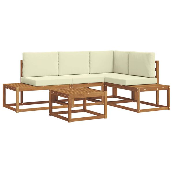vidaXL Outdoor-Sofagarnitur mit Kissen 5 St&uuml;ck Natur und Creme