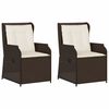 vidaXL Gartensessel mit Kissen 2 Stk. Verstellbar Braun Poly Rattan