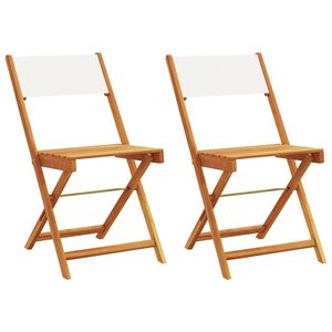 vidaXL Klappst&uuml;hle, 2 St&uuml;ck, cremewei&szlig;, massives Akazienholz und Stoffbezug