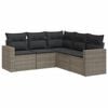 vidaXL 5-tlg. Garten-Sofagarnitur mit Kissen Grau Poly Rattan