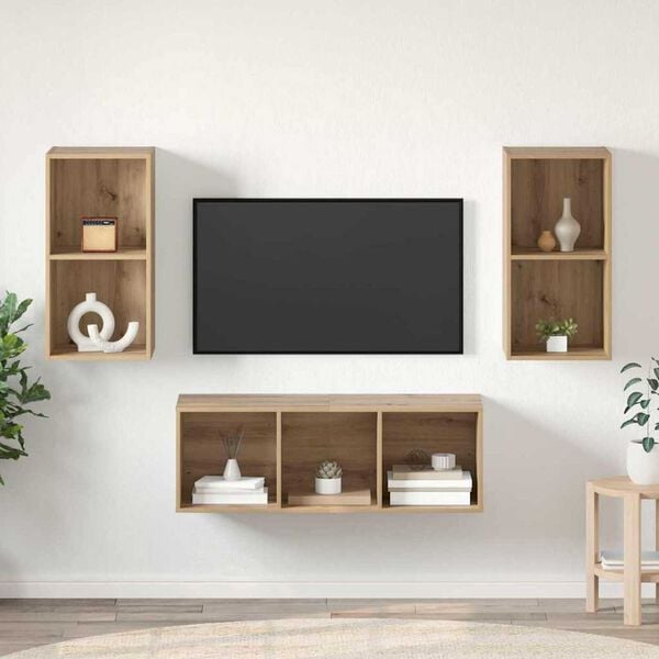 vidaXL TV-Schrankset Artisan-Eiche 37 x 37 x 107 cm Holzwerkstoff