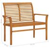 vidaXL Gartenbank Rote Karomuster-Auflage 112 cm Massivholz Teak