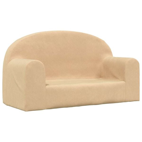vidaXL Kindersofa 2-Sitzer Creme Weicher Plüsch