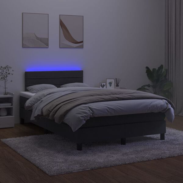 vidaXL Boxspringbett mit Matratze & LED Schwarz 120x200 cm Samt