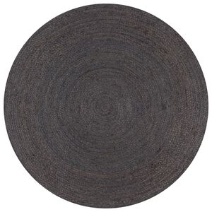 vidaXL Teppich Handgefertigt Jute Rund 150 cm Dunkelgrau