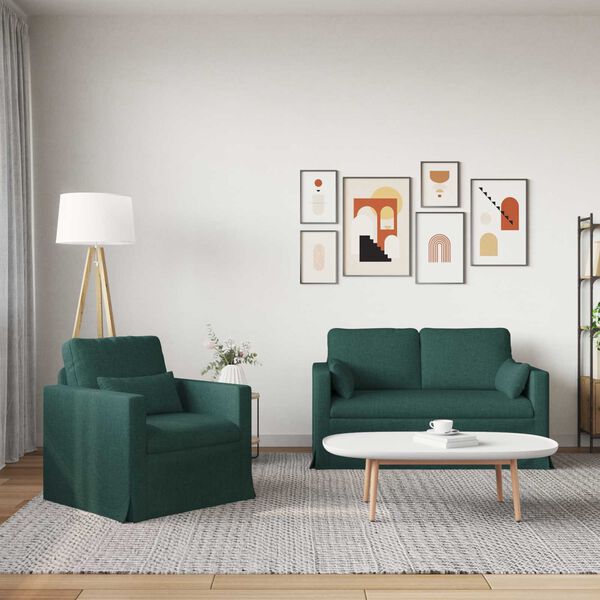 vidaXL Sofa 2 pcs Dunkelgr&uuml;n