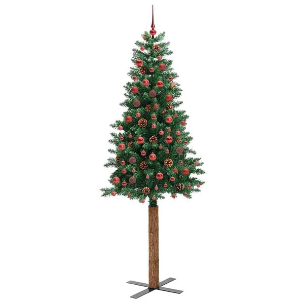vidaXL Schlanker Weihnachtsbaum mit 300 LEDs mit Ständer Grün 210 cm
