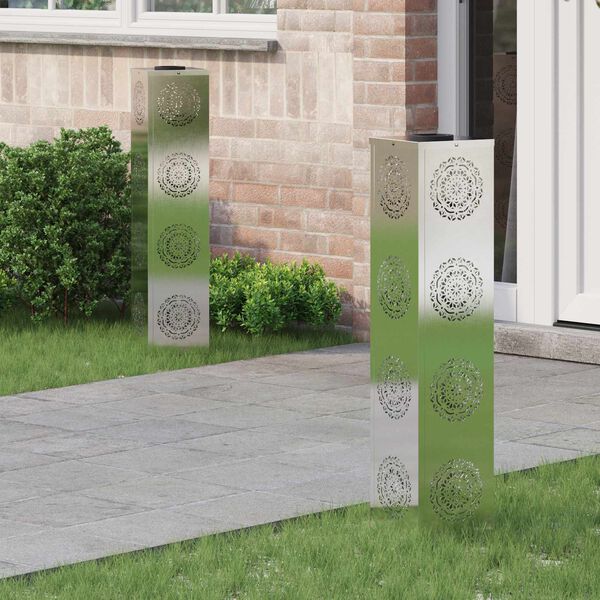 vidaXL Solar LED Weg Licht 2 pcs Silber Edelstahl