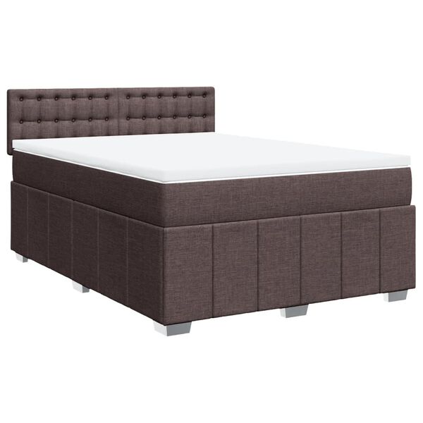 vidaXL Boxspringbett mit Matratze Dunkelbraun 160x200 cm Stoff