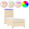vidaXL Boxspringbett mit Matratze & LED Creme 90x190 cm Stoff
