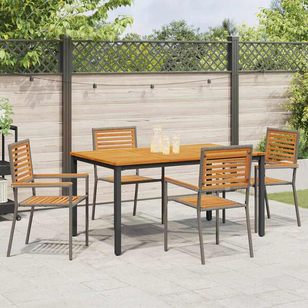 vidaXL Garten Essgruppe 5 pcs Grau 150 x 90 x 75 cm Poly-Rattan