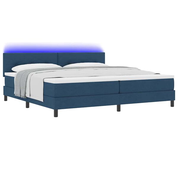 vidaXL Boxspringbett mit Matratze mit LED Blau 200 x 200 cm Stoff