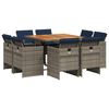 vidaXL 9-teiliges Garten-Ess-Set mit Kissen, grau, Polyrattan