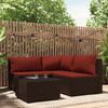 vidaXL 4-tlg. Garten-Lounge-Set mit Kissen Braun Poly Rattan