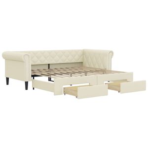 vidaXL Tagesbett Ausziehbar mit Schubladen Creme 90x200 cm Kunstleder