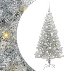 vidaXL Weihnachtsbaum mit 150 LEDs mit St&auml;nder Silber 120 cm PET