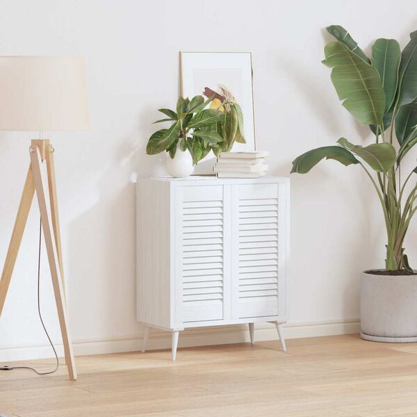 vidaXL Schrankt&uuml;ren Lamellen-Design 2 Stk. Wei&szlig; 61,5x29,5 cm