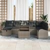vidaXL Garten-Sofa-Set mit Kissen mit Speicher 9 pcs Grau Poly Rattan