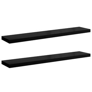 vidaXL Schweberegale 2 Stk. Hochglanz-Schwarz 120x23,5x3,8 cm MDF