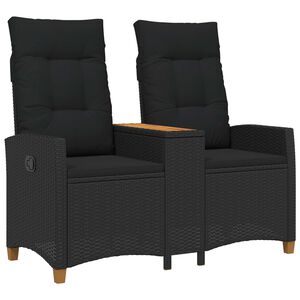 vidaXL Liegebank mit Tisch Schwarz 126 x 65 x 112 cm Poly-Rattan
