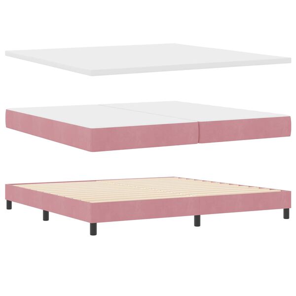 vidaXL Boxspringbett mit Matratze Rosa 200 x 200 cm Polyester