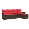 vidaXL Gartensofa-set 5 stk. Braun Poly-Rattan