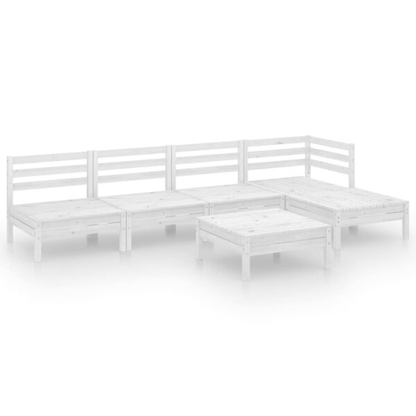 vidaXL 6-tlg. Garten-Lounge-Set Massivholz Kiefer Wei&szlig;