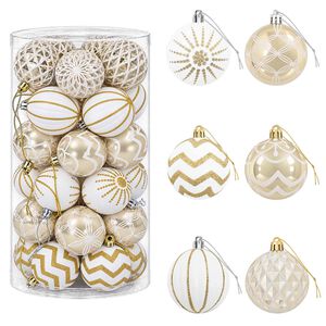 vidaXL Weihnachtskugelset 30 stk. Gold und Wei&szlig; &Oslash; 6 cm Kunststoff