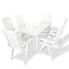vidaXL 7-tlg. Garten-Essgruppe Kunststoff Wei&szlig;