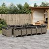 vidaXL 17-tlg. Garten-Essgruppe mit Kissen Grau Poly Rattan