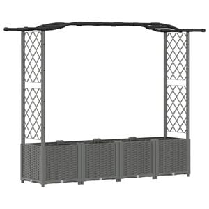 vidaXL Hochbeet mit Rankgitter und Dach Hellgrau 204 x 40 x 138 cm PP