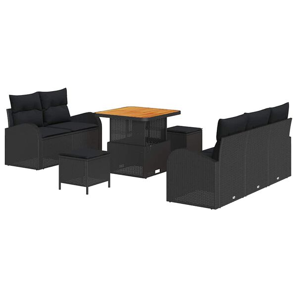 vidaXL Garten-Sofa-Set mit Kissen 8 pcs Schwarz 80 x 80 x 71 cm