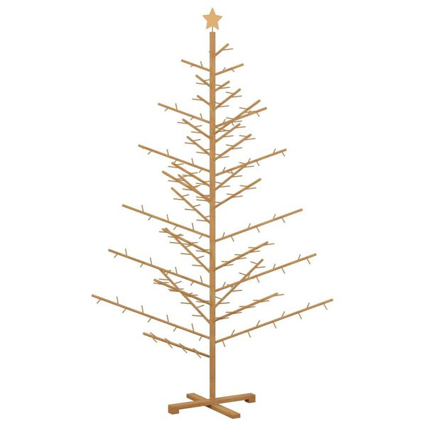 vidaXL Holz Weihnachtsbaum mit St&auml;nder Braun 210 cm Massivholz Kiefer
