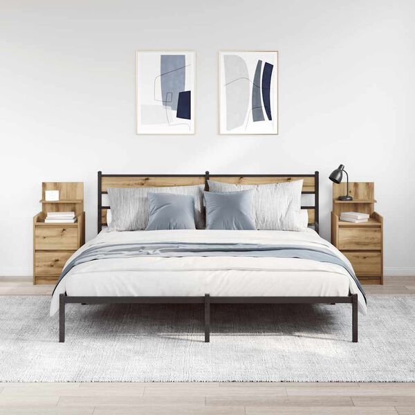 vidaXL Nachttische mit 2 Schubladen 2 Stk. Artisan-Eiche 38x34x80 cm
