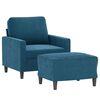 vidaXL Sessel mit Hocker Blau 60 cm Samt